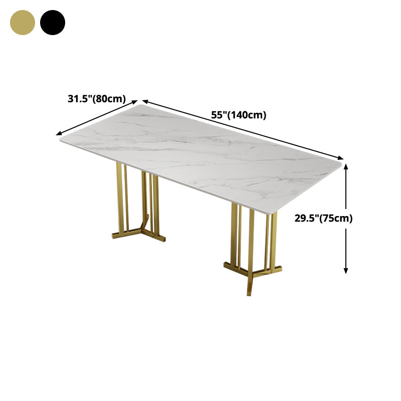 Sintered Stone White Dining Table Traditional Luxury Dining Table with Metal Base Clearhalo ' dining_table' 'Dining Tables & Seating' 'Dining Tables' 'furn' 'furn_dining_table' 'Furniture' 'furniture_dining_table' 'Kitchen & Dining Furniture' 'kitchen&dining_furn' 'kitchen' 'kitchen_dining_table' 4510637