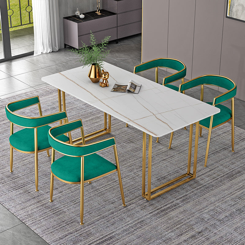 Sintered Stone Dining Table Traditional Luxury Sled Base Dining Table White Gold 47.2"L x 23.6"W x 29.5"H Without Chairs Clearhalo ' dining_table' 'Dining Tables & Seating' 'Dining Tables' 'furn' 'furn_dining_table' 'Furniture' 'furniture_dining_table' 'Kitchen & Dining Furniture' 'kitchen&dining_furn' 'kitchen' 'kitchen_dining_table' 4510643