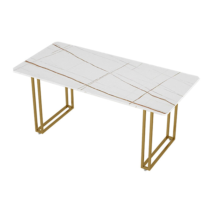 Sintered Stone Dining Table Traditional Luxury Sled Base Dining Table White Gold Without Chairs Clearhalo ' dining_table' 'Dining Tables & Seating' 'Dining Tables' 'furn' 'furn_dining_table' 'Furniture' 'furniture_dining_table' 'Kitchen & Dining Furniture' 'kitchen&dining_furn' 'kitchen' 'kitchen_dining_table' 4510645