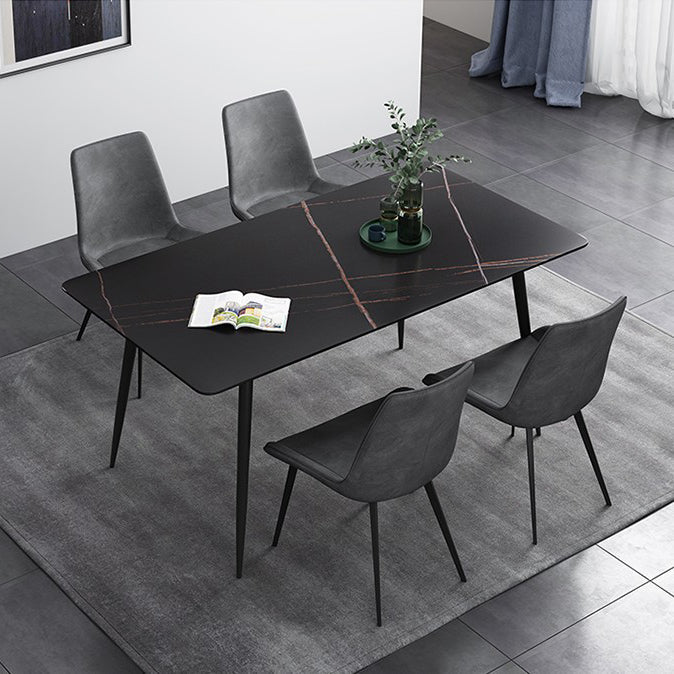 Rectangle Shape Industrial Style Dining Table Sintered Stone Fixed Table for Restaurant Black Without Chairs Clearhalo ' dining_table' 'Dining Tables & Seating' 'Dining Tables' 'furn' 'furn_dining_table' 'Furniture' 'furniture_dining_table' 'Kitchen & Dining Furniture' 'kitchen&dining_furn' 'kitchen' 'kitchen_dining_table' 4510659