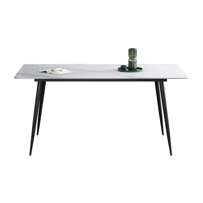 Rectangle Shape Industrial Style Dining Table Sintered Stone Fixed Table for Restaurant White Without Chairs Clearhalo ' dining_table' 'Dining Tables & Seating' 'Dining Tables' 'furn' 'furn_dining_table' 'Furniture' 'furniture_dining_table' 'Kitchen & Dining Furniture' 'kitchen&dining_furn' 'kitchen' 'kitchen_dining_table' 4510660