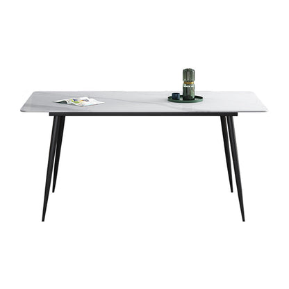 Rectangle Shape Industrial Style Dining Table Sintered Stone Fixed Table for Restaurant White Without Chairs Clearhalo ' dining_table' 'Dining Tables & Seating' 'Dining Tables' 'furn' 'furn_dining_table' 'Furniture' 'furniture_dining_table' 'Kitchen & Dining Furniture' 'kitchen&dining_furn' 'kitchen' 'kitchen_dining_table' 4510660