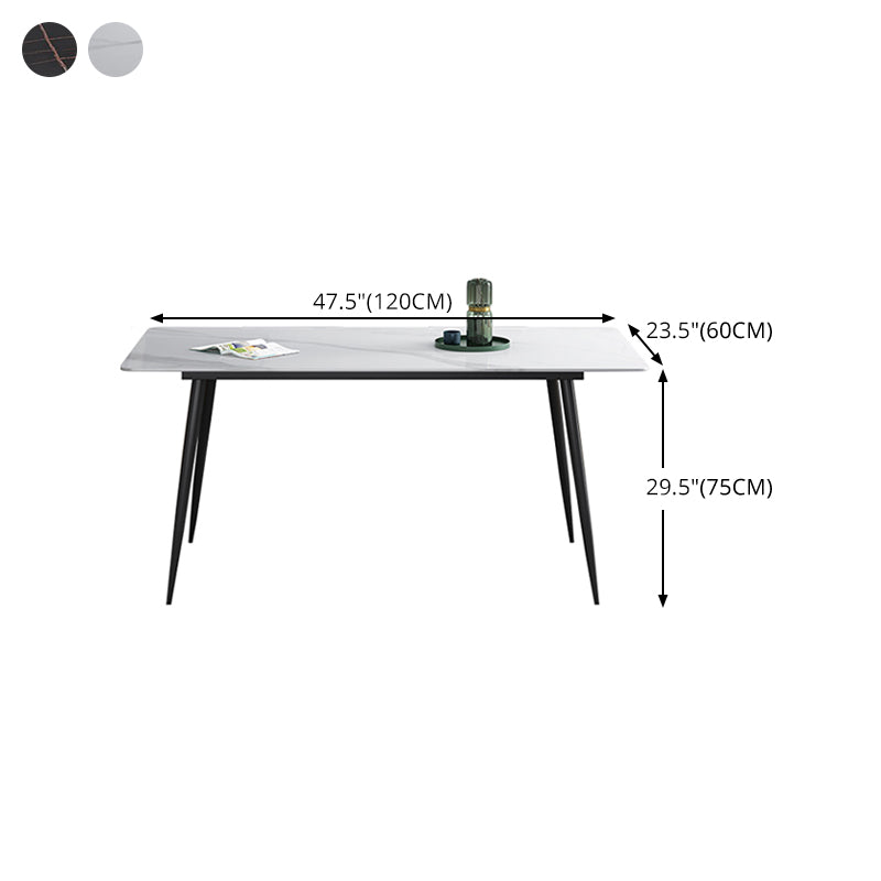 Rectangle Shape Industrial Style Dining Table Sintered Stone Fixed Table for Restaurant Clearhalo ' dining_table' 'Dining Tables & Seating' 'Dining Tables' 'furn' 'furn_dining_table' 'Furniture' 'furniture_dining_table' 'Kitchen & Dining Furniture' 'kitchen&dining_furn' 'kitchen' 'kitchen_dining_table' 4510665