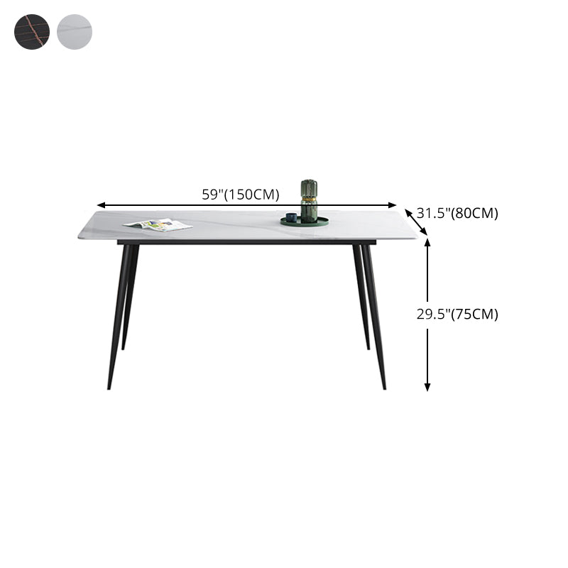 Rectangle Shape Industrial Style Dining Table Sintered Stone Fixed Table for Restaurant Clearhalo ' dining_table' 'Dining Tables & Seating' 'Dining Tables' 'furn' 'furn_dining_table' 'Furniture' 'furniture_dining_table' 'Kitchen & Dining Furniture' 'kitchen&dining_furn' 'kitchen' 'kitchen_dining_table' 4510668