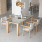 Sintered Stone Top Dining Table Modern Rectangle Table with Wooden Base Light Gray 55.1"L x 31.5"W x 29.5"H Without Chairs Clearhalo ' dining_table' 'Dining Tables & Seating' 'Dining Tables' 'furn' 'furn_dining_table' 'Furniture' 'furniture_dining_table' 'Kitchen & Dining Furniture' 'kitchen&dining_furn' 'kitchen' 'kitchen_dining_table' 4510673