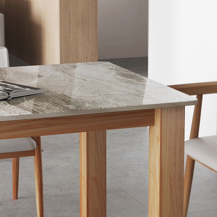Sintered Stone Top Dining Table Modern Rectangle Table with Wooden Base Clearhalo ' dining_table' 'Dining Tables & Seating' 'Dining Tables' 'furn' 'furn_dining_table' 'Furniture' 'furniture_dining_table' 'Kitchen & Dining Furniture' 'kitchen&dining_furn' 'kitchen' 'kitchen_dining_table' 4510678