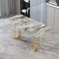 Sintered Stone Dining Table Traditional Luxury Rectangle Table with Gold Frame Gray Without Chairs Clearhalo ' dining_table' 'Dining Tables & Seating' 'Dining Tables' 'furn' 'furn_dining_table' 'Furniture' 'furniture_dining_table' 'Kitchen & Dining Furniture' 'kitchen&dining_furn' 'kitchen' 'kitchen_dining_table' 4510689
