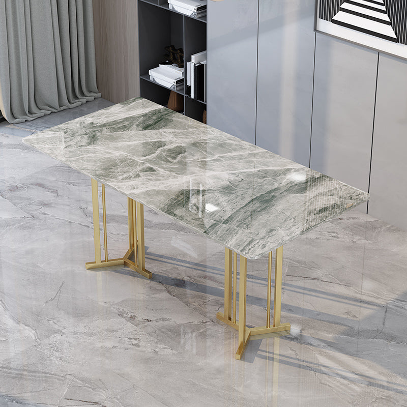 Sintered Stone Dining Table Traditional Luxury Rectangle Table with Gold Frame Gray Without Chairs Clearhalo ' dining_table' 'Dining Tables & Seating' 'Dining Tables' 'furn' 'furn_dining_table' 'Furniture' 'furniture_dining_table' 'Kitchen & Dining Furniture' 'kitchen&dining_furn' 'kitchen' 'kitchen_dining_table' 4510689