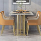 Sintered Stone Dining Table Traditional Luxury Rectangle Table with Gold Frame Clearhalo ' dining_table' 'Dining Tables & Seating' 'Dining Tables' 'furn' 'furn_dining_table' 'Furniture' 'furniture_dining_table' 'Kitchen & Dining Furniture' 'kitchen&dining_furn' 'kitchen' 'kitchen_dining_table' 4510690