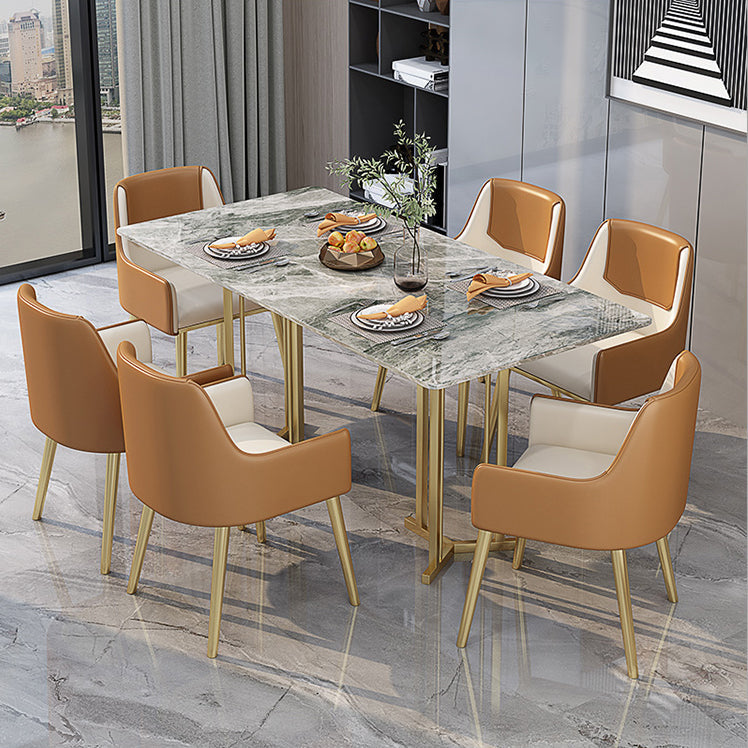 Sintered Stone Dining Table Traditional Luxury Rectangle Table with Gold Frame Clearhalo ' dining_table' 'Dining Tables & Seating' 'Dining Tables' 'furn' 'furn_dining_table' 'Furniture' 'furniture_dining_table' 'Kitchen & Dining Furniture' 'kitchen&dining_furn' 'kitchen' 'kitchen_dining_table' 4510692