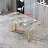Sintered Stone Dining Table Traditional Luxury Rectangle Table with Gold Frame Clearhalo ' dining_table' 'Dining Tables & Seating' 'Dining Tables' 'furn' 'furn_dining_table' 'Furniture' 'furniture_dining_table' 'Kitchen & Dining Furniture' 'kitchen&dining_furn' 'kitchen' 'kitchen_dining_table' 4510700