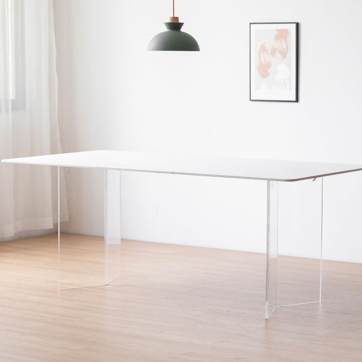 Sintered Stone Dining Table Modern Rectangle Dining Table with Acrylic Base White Without Chairs Clearhalo ' dining_table' 'Dining Tables & Seating' 'Dining Tables' 'furn' 'furn_dining_table' 'Furniture' 'furniture_dining_table' 'Kitchen & Dining Furniture' 'kitchen&dining_furn' 'kitchen' 'kitchen_dining_table' 4510708