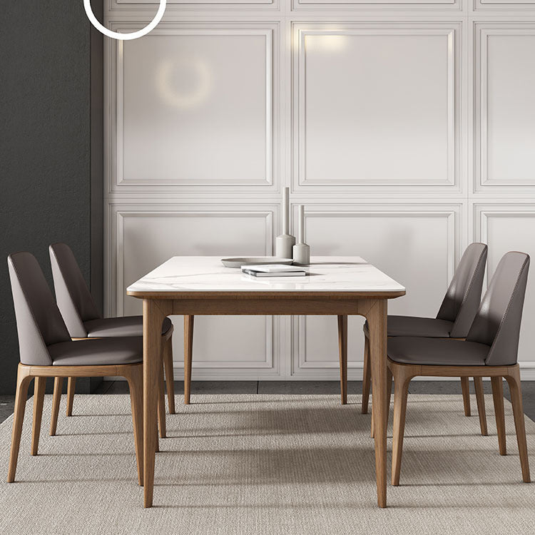 Stone Top Dining Table Kitchen Rectangle Dining Table with 4 Wood Legs Clearhalo ' dining_table' 'Dining Tables & Seating' 'Dining Tables' 'furn' 'furn_dining_table' 'Furniture' 'furniture_dining_table' 'Kitchen & Dining Furniture' 'kitchen&dining_furn' 'kitchen' 'kitchen_dining_table' 4510717