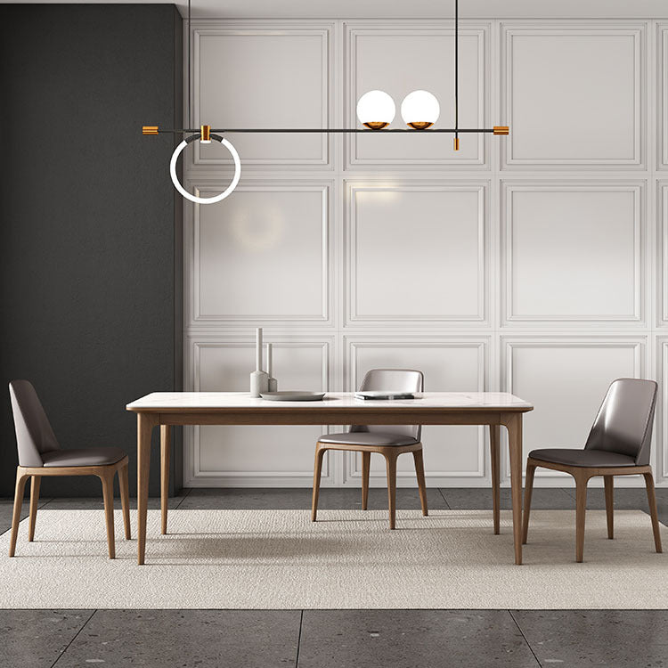 Stone Top Dining Table Kitchen Rectangle Dining Table with 4 Wood Legs Clearhalo ' dining_table' 'Dining Tables & Seating' 'Dining Tables' 'furn' 'furn_dining_table' 'Furniture' 'furniture_dining_table' 'Kitchen & Dining Furniture' 'kitchen&dining_furn' 'kitchen' 'kitchen_dining_table' 4510718
