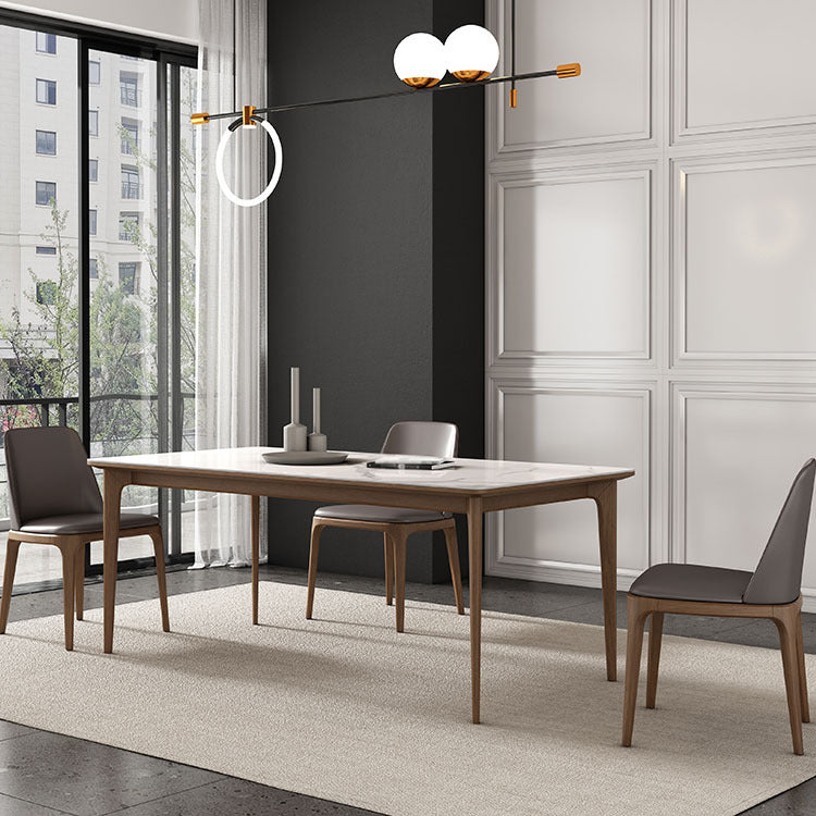 Stone Top Dining Table Kitchen Rectangle Dining Table with 4 Wood Legs Clearhalo ' dining_table' 'Dining Tables & Seating' 'Dining Tables' 'furn' 'furn_dining_table' 'Furniture' 'furniture_dining_table' 'Kitchen & Dining Furniture' 'kitchen&dining_furn' 'kitchen' 'kitchen_dining_table' 4510719
