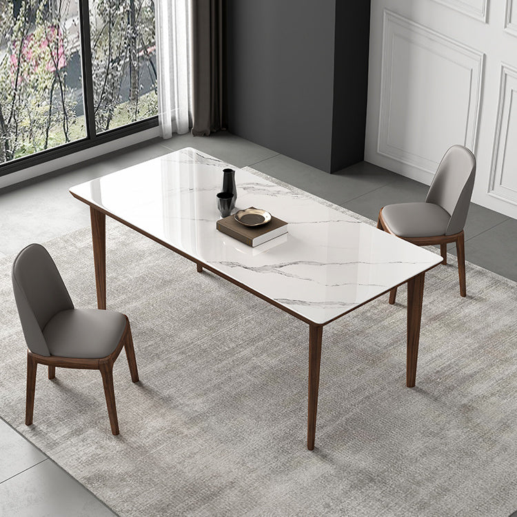 Stone Top Dining Table Kitchen Rectangle Dining Table with 4 Wood Legs Clearhalo ' dining_table' 'Dining Tables & Seating' 'Dining Tables' 'furn' 'furn_dining_table' 'Furniture' 'furniture_dining_table' 'Kitchen & Dining Furniture' 'kitchen&dining_furn' 'kitchen' 'kitchen_dining_table' 4510720