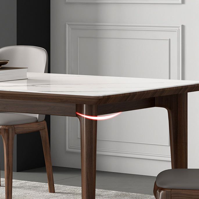 Stone Top Dining Table Kitchen Rectangle Dining Table with 4 Wood Legs Clearhalo ' dining_table' 'Dining Tables & Seating' 'Dining Tables' 'furn' 'furn_dining_table' 'Furniture' 'furniture_dining_table' 'Kitchen & Dining Furniture' 'kitchen&dining_furn' 'kitchen' 'kitchen_dining_table' 4510723