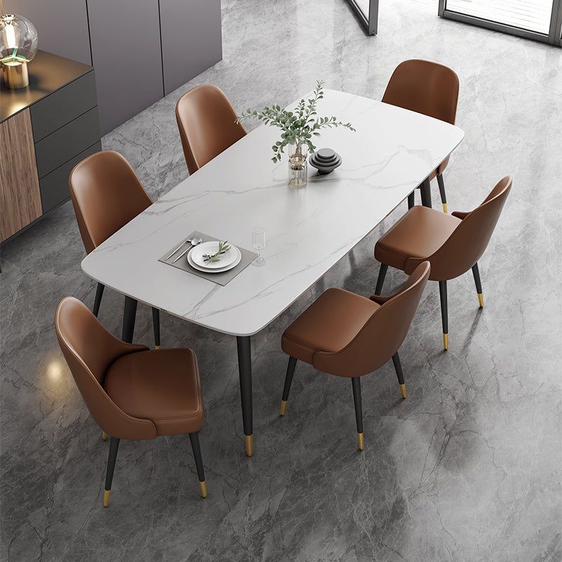 Sintered Stone Dining Table Modern 4 Legs Dining Table for Home Use White 55.1"L x 31.5"W x 29.5"H Without Chairs Clearhalo ' dining_table' 'Dining Tables & Seating' 'Dining Tables' 'furn' 'furn_dining_table' 'Furniture' 'furniture_dining_table' 'Kitchen & Dining Furniture' 'kitchen&dining_furn' 'kitchen' 'kitchen_dining_table' 4510730