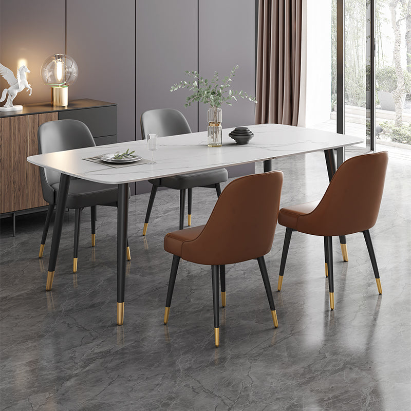 Sintered Stone Dining Table Modern 4 Legs Dining Table for Home Use White 51.2"L x 27.6"W x 29.5"H Without Chairs Clearhalo ' dining_table' 'Dining Tables & Seating' 'Dining Tables' 'furn' 'furn_dining_table' 'Furniture' 'furniture_dining_table' 'Kitchen & Dining Furniture' 'kitchen&dining_furn' 'kitchen' 'kitchen_dining_table' 4510731