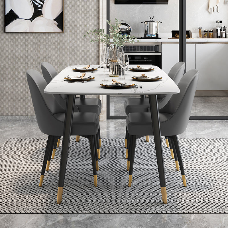 Sintered Stone Dining Table Modern 4 Legs Dining Table for Home Use White 47.2"L x 23.6"W x 29.5"H Without Chairs Clearhalo ' dining_table' 'Dining Tables & Seating' 'Dining Tables' 'furn' 'furn_dining_table' 'Furniture' 'furniture_dining_table' 'Kitchen & Dining Furniture' 'kitchen&dining_furn' 'kitchen' 'kitchen_dining_table' 4510732