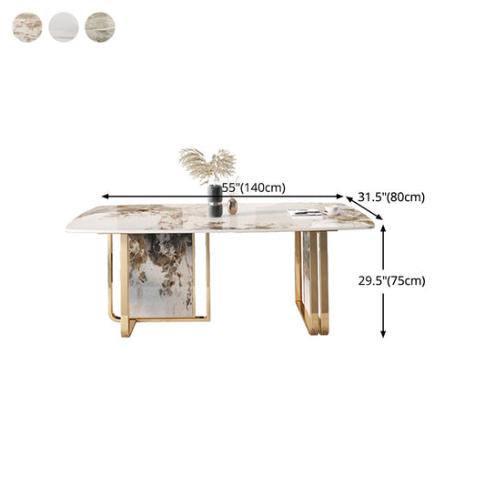 Luxury Sintered Stone Top Table Rectangle Dining Table with Double Pedestal Base Clearhalo ' dining_table' 'Dining Tables & Seating' 'Dining Tables' 'furn' 'furn_dining_table' 'Furniture' 'furniture_dining_table' 'Kitchen & Dining Furniture' 'kitchen&dining_furn' 'kitchen' 'kitchen_dining_table' 4510784
