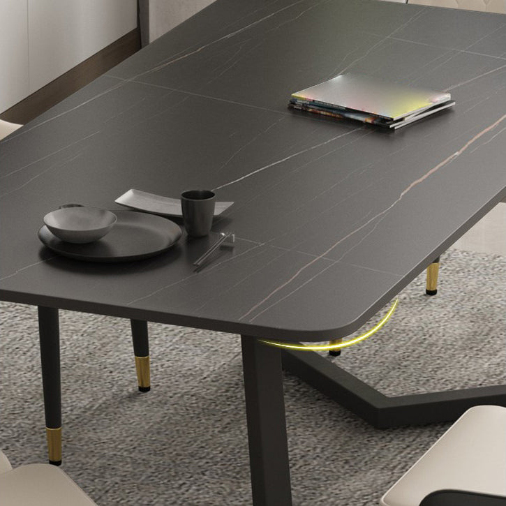 Sintered Stone Dining Table Modern Double Pedestal Dining Table Clearhalo ' dining_table' 'Dining Tables & Seating' 'Dining Tables' 'furn' 'furn_dining_table' 'Furniture' 'furniture_dining_table' 'Kitchen & Dining Furniture' 'kitchen&dining_furn' 'kitchen' 'kitchen_dining_table' 4510792