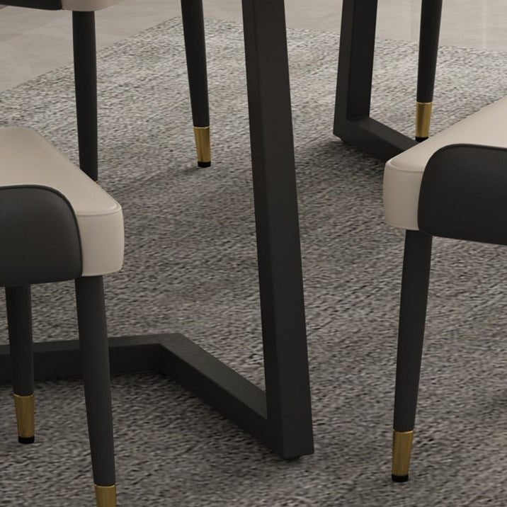 Sintered Stone Dining Table Modern Double Pedestal Dining Table Clearhalo ' dining_table' 'Dining Tables & Seating' 'Dining Tables' 'furn' 'furn_dining_table' 'Furniture' 'furniture_dining_table' 'Kitchen & Dining Furniture' 'kitchen&dining_furn' 'kitchen' 'kitchen_dining_table' 4510795