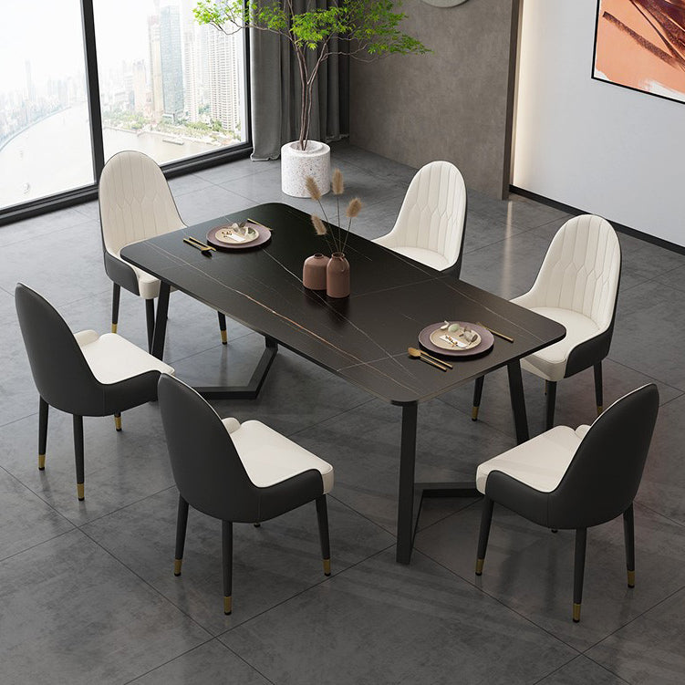 Sintered Stone Dining Table Modern Double Pedestal Dining Table Clearhalo ' dining_table' 'Dining Tables & Seating' 'Dining Tables' 'furn' 'furn_dining_table' 'Furniture' 'furniture_dining_table' 'Kitchen & Dining Furniture' 'kitchen&dining_furn' 'kitchen' 'kitchen_dining_table' 4510796