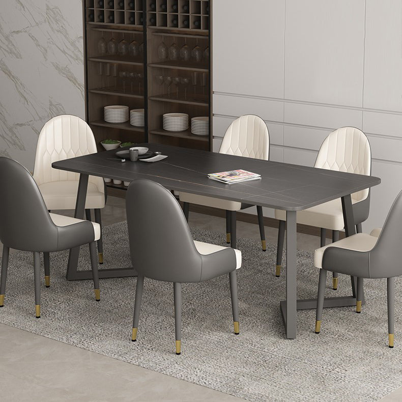 Sintered Stone Dining Table Modern Double Pedestal Dining Table Clearhalo ' dining_table' 'Dining Tables & Seating' 'Dining Tables' 'furn' 'furn_dining_table' 'Furniture' 'furniture_dining_table' 'Kitchen & Dining Furniture' 'kitchen&dining_furn' 'kitchen' 'kitchen_dining_table' 4510797