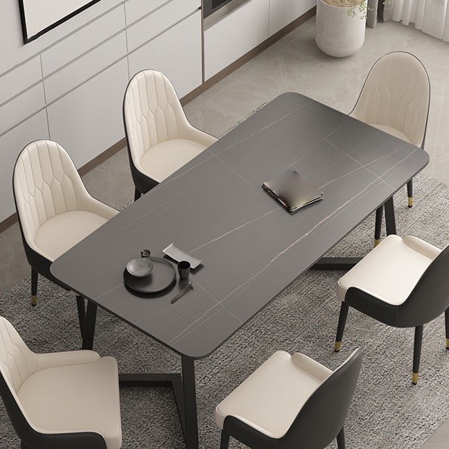 Sintered Stone Dining Table Modern Double Pedestal Dining Table Clearhalo ' dining_table' 'Dining Tables & Seating' 'Dining Tables' 'furn' 'furn_dining_table' 'Furniture' 'furniture_dining_table' 'Kitchen & Dining Furniture' 'kitchen&dining_furn' 'kitchen' 'kitchen_dining_table' 4510798