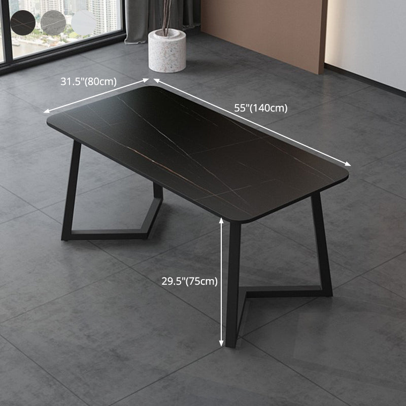 Sintered Stone Dining Table Modern Double Pedestal Dining Table Clearhalo ' dining_table' 'Dining Tables & Seating' 'Dining Tables' 'furn' 'furn_dining_table' 'Furniture' 'furniture_dining_table' 'Kitchen & Dining Furniture' 'kitchen&dining_furn' 'kitchen' 'kitchen_dining_table' 4510801