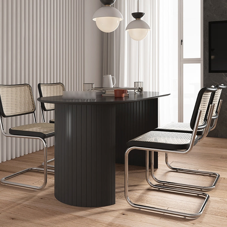 Oval Shape Simplicity Dining Table Fixed Table with Pinewood Solid Wood Black Without Chairs Clearhalo ' dining_table' 'Dining Tables & Seating' 'Dining Tables' 'furn' 'furn_dining_table' 'Furniture' 'furniture_dining_table' 'Kitchen & Dining Furniture' 'kitchen&dining_furn' 'kitchen' 'kitchen_dining_table' 4510825
