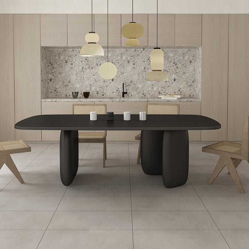 Rectangle Shape Dining Table Solid Wood Table Modern with 3 Legs for Dining Room Black 78.7"L x 31.5"W x 29.5"H Without Chairs Clearhalo ' dining_table' 'Dining Tables & Seating' 'Dining Tables' 'furn' 'furn_dining_table' 'Furniture' 'furniture_dining_table' 'Kitchen & Dining Furniture' 'kitchen&dining_furn' 'kitchen' 'kitchen_dining_table' 4510852