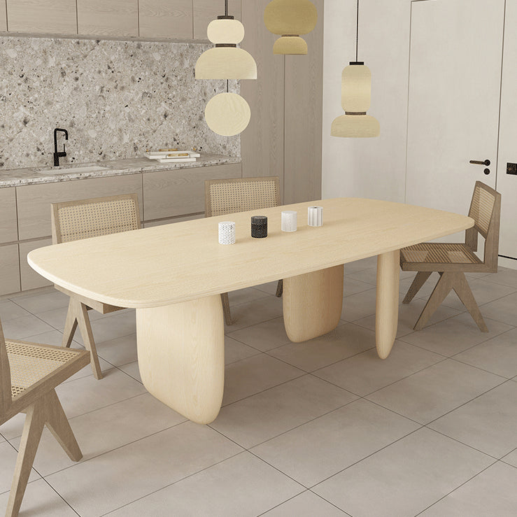 Rectangle Shape Dining Table Solid Wood Table Modern with 3 Legs for Dining Room Yellow Without Chairs Clearhalo ' dining_table' 'Dining Tables & Seating' 'Dining Tables' 'furn' 'furn_dining_table' 'Furniture' 'furniture_dining_table' 'Kitchen & Dining Furniture' 'kitchen&dining_furn' 'kitchen' 'kitchen_dining_table' 4510853