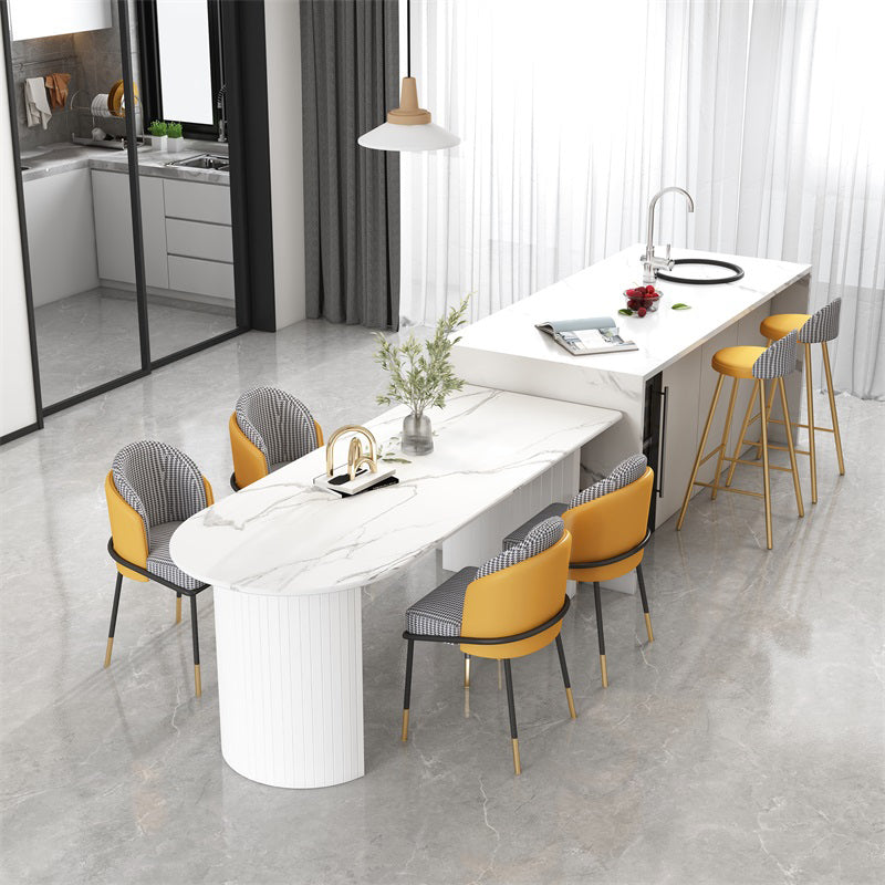 Sintered Stone Dining Table White Modern Dining Table for Kitchen Free Form 70.9"L x 31.5"W x 29.5"H Without Chairs Clearhalo ' dining_table' 'Dining Tables & Seating' 'Dining Tables' 'furn' 'furn_dining_table' 'Furniture' 'furniture_dining_table' 'Kitchen & Dining Furniture' 'kitchen&dining_furn' 'kitchen' 'kitchen_dining_table' 4510889