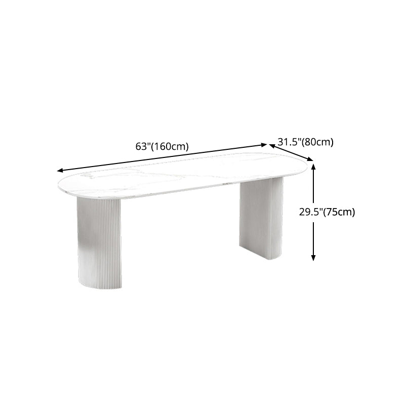 Sintered Stone Dining Table White Modern Dining Table for Kitchen Clearhalo ' dining_table' 'Dining Tables & Seating' 'Dining Tables' 'furn' 'furn_dining_table' 'Furniture' 'furniture_dining_table' 'Kitchen & Dining Furniture' 'kitchen&dining_furn' 'kitchen' 'kitchen_dining_table' 4510897