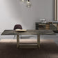 Stone Top Dining Table Rectangle Dining Table with Trestle Base Bronze 70.9"L x 31.5"W x 29.5"H Without Chairs Clearhalo ' dining_table' 'Dining Tables & Seating' 'Dining Tables' 'furn' 'furn_dining_table' 'Furniture' 'furniture_dining_table' 'Kitchen & Dining Furniture' 'kitchen&dining_furn' 'kitchen' 'kitchen_dining_table' 4510908