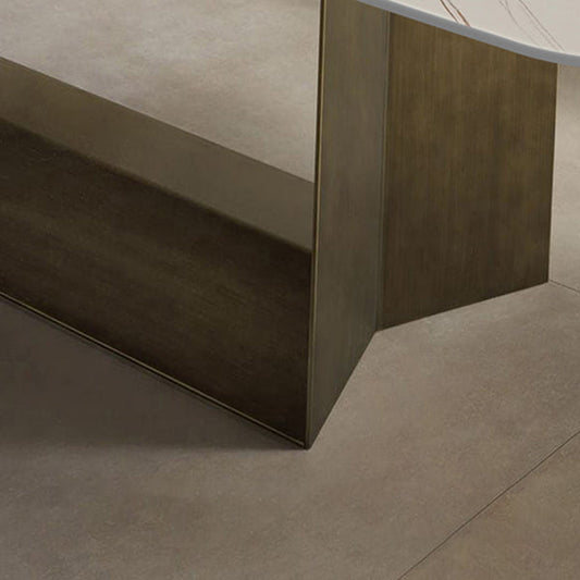 Stone Top Dining Table Rectangle Dining Table with Trestle Base Clearhalo ' dining_table' 'Dining Tables & Seating' 'Dining Tables' 'furn' 'furn_dining_table' 'Furniture' 'furniture_dining_table' 'Kitchen & Dining Furniture' 'kitchen&dining_furn' 'kitchen' 'kitchen_dining_table' 4510911