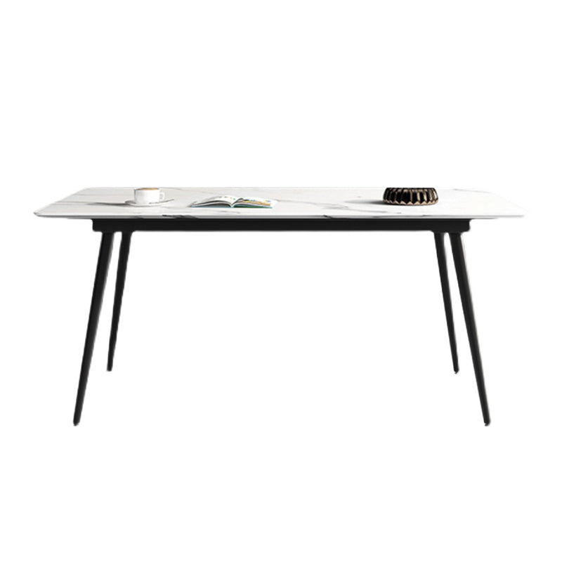 Industrial Rectangle Dining Table Stone 4 Legs Furniture for Dining Room White Without Chairs Clearhalo ' dining_table' 'Dining Tables & Seating' 'Dining Tables' 'furn' 'furn_dining_table' 'Furniture' 'furniture_dining_table' 'Kitchen & Dining Furniture' 'kitchen&dining_furn' 'kitchen' 'kitchen_dining_table' 4510921