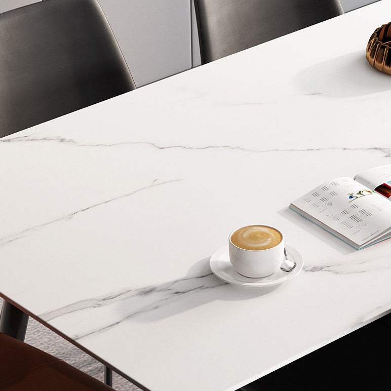 Industrial Rectangle Dining Table Stone 4 Legs Furniture for Dining Room Clearhalo ' dining_table' 'Dining Tables & Seating' 'Dining Tables' 'furn' 'furn_dining_table' 'Furniture' 'furniture_dining_table' 'Kitchen & Dining Furniture' 'kitchen&dining_furn' 'kitchen' 'kitchen_dining_table' 4510922
