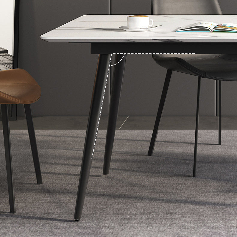 Industrial Rectangle Dining Table Stone 4 Legs Furniture for Dining Room Clearhalo ' dining_table' 'Dining Tables & Seating' 'Dining Tables' 'furn' 'furn_dining_table' 'Furniture' 'furniture_dining_table' 'Kitchen & Dining Furniture' 'kitchen&dining_furn' 'kitchen' 'kitchen_dining_table' 4510925