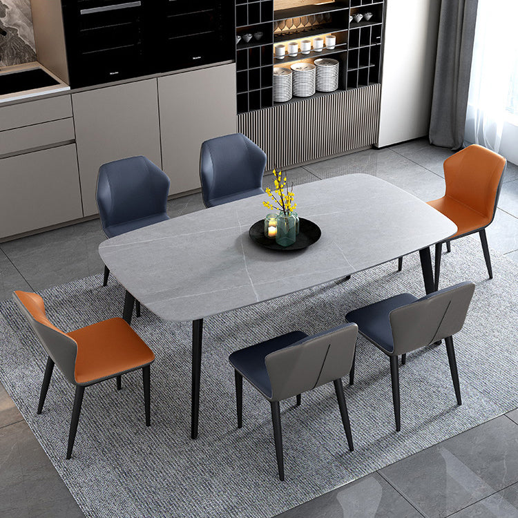 Industrial Style Dining Site Table Rectangle Stone Furniture with 4 Legs Light Gray Without Chairs Clearhalo ' dining_table' 'Dining Tables & Seating' 'Dining Tables' 'furn' 'furn_dining_table' 'Furniture' 'furniture_dining_table' 'Kitchen & Dining Furniture' 'kitchen&dining_furn' 'kitchen' 'kitchen_dining_table' 4510931