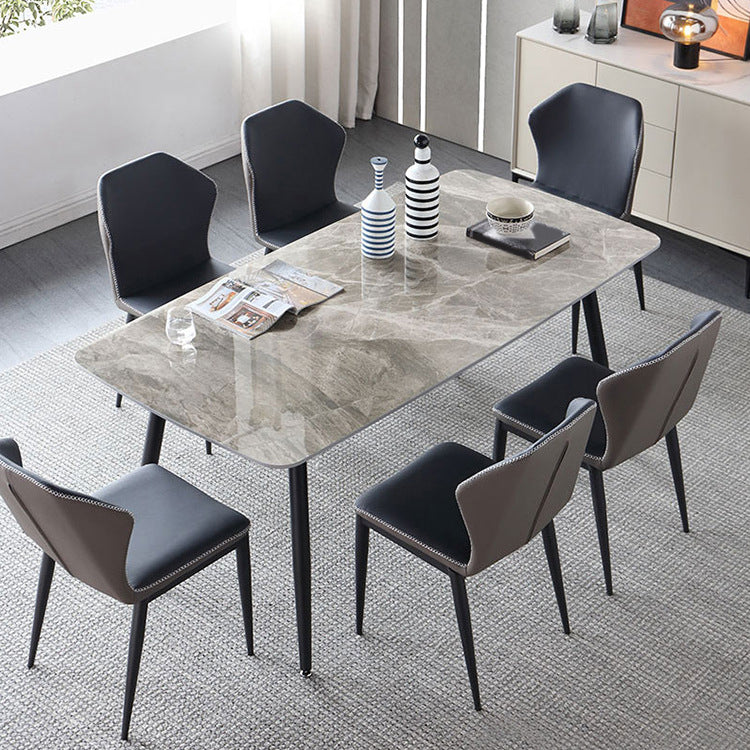 Industrial Style Dining Site Table Rectangle Stone Furniture with 4 Legs Clearhalo ' dining_table' 'Dining Tables & Seating' 'Dining Tables' 'furn' 'furn_dining_table' 'Furniture' 'furniture_dining_table' 'Kitchen & Dining Furniture' 'kitchen&dining_furn' 'kitchen' 'kitchen_dining_table' 4510941
