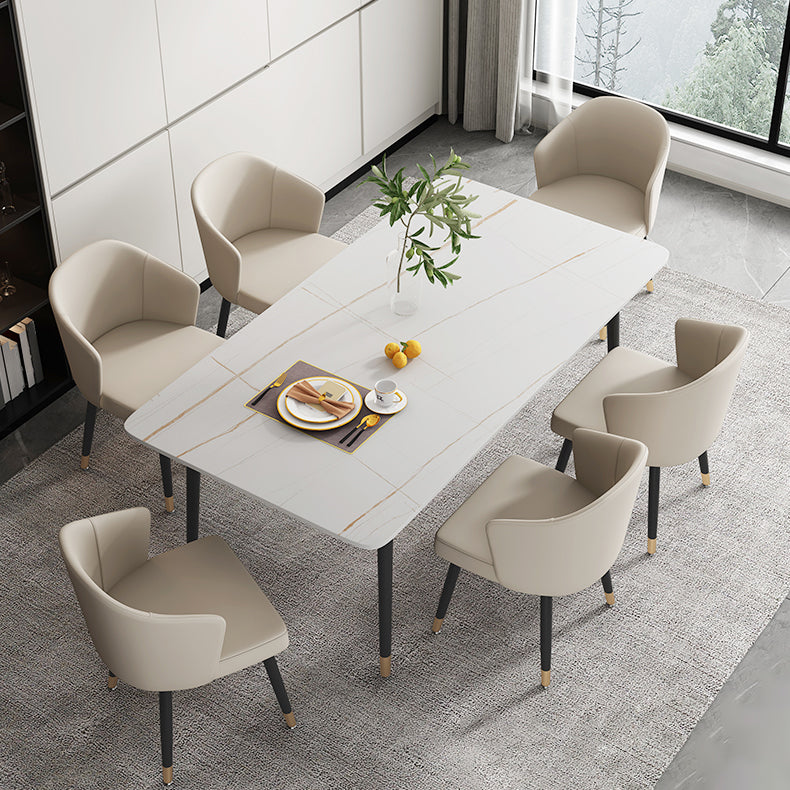 Sintered Stone Dining Table Traditional Luxury Table for Home Use White Gold Without Chairs Clearhalo ' dining_table' 'Dining Tables & Seating' 'Dining Tables' 'furn' 'furn_dining_table' 'Furniture' 'furniture_dining_table' 'Kitchen & Dining Furniture' 'kitchen&dining_furn' 'kitchen' 'kitchen_dining_table' 4510948