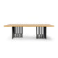 Industrial Pine Wood Table for Restaurant Rectangle Table with Black Double Pedestal Base Natural Without Chairs Clearhalo ' dining_table' 'Dining Tables & Seating' 'Dining Tables' 'furn' 'furn_dining_table' 'Furniture' 'furniture_dining_table' 'Kitchen & Dining Furniture' 'kitchen&dining_furn' 'kitchen' 'kitchen_dining_table' 4510964
