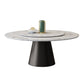 Round Pedestal Dining Site Table Contemporary Dinner Table with Turntable White-Black Without Chairs Clearhalo ' dining_table' 'Dining Tables & Seating' 'Dining Tables' 'furn' 'furn_dining_table' 'Furniture' 'furniture_dining_table' 'Kitchen & Dining Furniture' 'kitchen&dining_furn' 'kitchen' 'kitchen_dining_table' 4510982