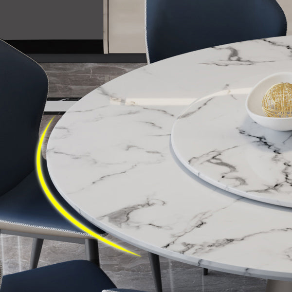 Round Pedestal Dining Site Table Contemporary Dinner Table with Turntable Clearhalo ' dining_table' 'Dining Tables & Seating' 'Dining Tables' 'furn' 'furn_dining_table' 'Furniture' 'furniture_dining_table' 'Kitchen & Dining Furniture' 'kitchen&dining_furn' 'kitchen' 'kitchen_dining_table' 4510984