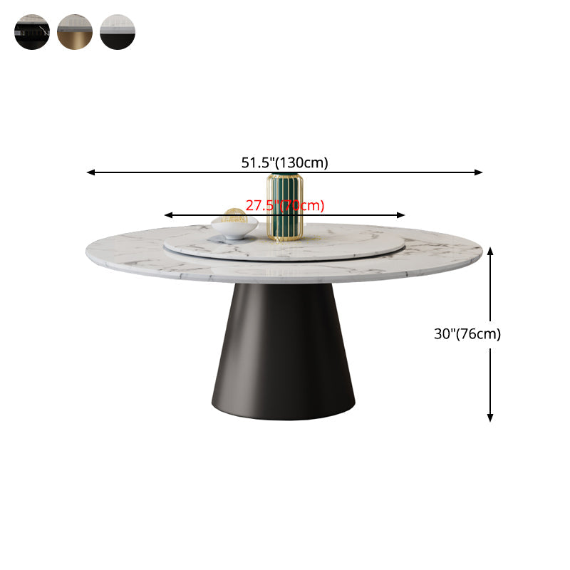 Round Pedestal Dining Site Table Contemporary Dinner Table with Turntable Clearhalo ' dining_table' 'Dining Tables & Seating' 'Dining Tables' 'furn' 'furn_dining_table' 'Furniture' 'furniture_dining_table' 'Kitchen & Dining Furniture' 'kitchen&dining_furn' 'kitchen' 'kitchen_dining_table' 4510987