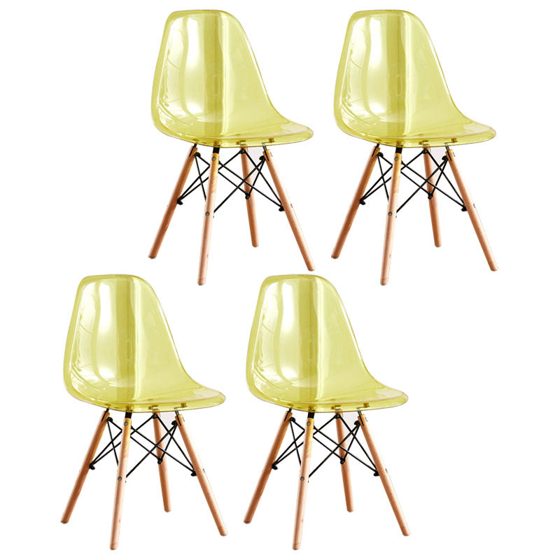 Wood Scandinavian Kitchen Dining Room Chair Solid Back Side Chair Yellow Set of 4 Clearhalo ' kitchen&dining_furn' 'Dining Chairs' 'Dining Tables & Seating' 'dining_chair' 'Furniture' 'furniture_dining_chair' 'Kitchen & Dining Furniture' 'kitchen' 4511025
