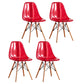 Wood Scandinavian Kitchen Dining Room Chair Solid Back Side Chair Red Set of 4 Clearhalo ' kitchen&dining_furn' 'Dining Chairs' 'Dining Tables & Seating' 'dining_chair' 'Furniture' 'furniture_dining_chair' 'Kitchen & Dining Furniture' 'kitchen' 4511027